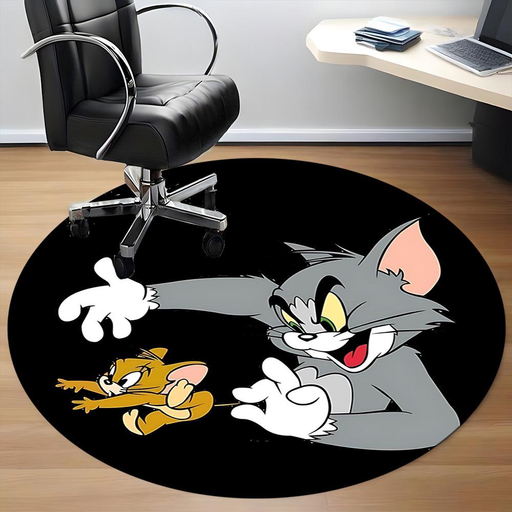 1pc Tom Jerry Office Round Area Rug, Under Office Chairs Bedroom Living Room Home Decor, Room Decoa1016107