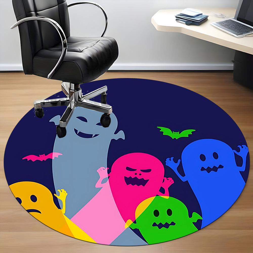 1PCGhost Halloween Office Round Area Rug, Mat Suitable For Office, Under Office Chairs Bedroom Living Room Home Decor, Room Deco