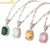 Женское ожерелье, кулон, медный сплав, розовый, зеленый, цвет шампанского, циркон, модный подарок