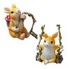 Hanging Swing Statue Resin Craft Rabbit Ornament with Imitation Rattan Rope Tree Stump Base Small Portable Home Garden Decoration