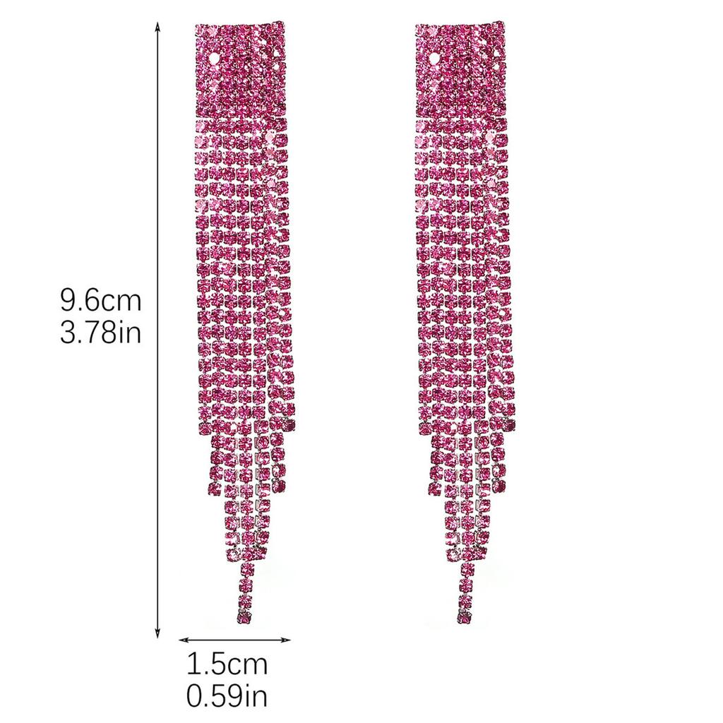 Personalised Super Shiny Rhinestone Long Tassel Earrings Premium Feeling Rhinestone Earrings Photo Earrings Women's Earrings 1 Pair