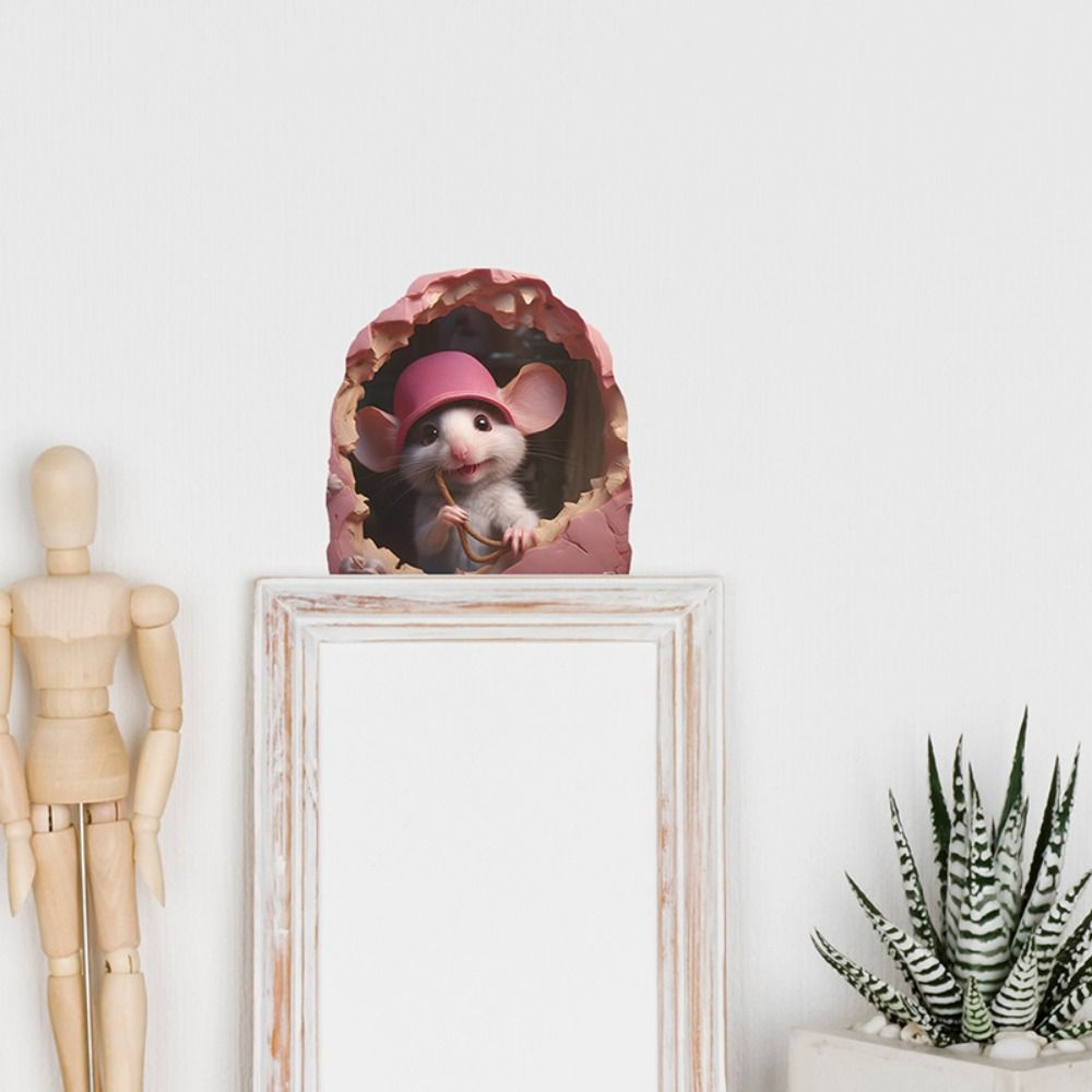 Мини-наклейки на стену в виде мышиной норы, симпатичная 3D-наклейка на стену в виде крысы, креативная маленькая наклейка в виде крысиной норы, вход
