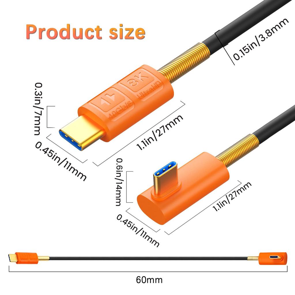 Duttek Прямоугольный USB C Силиконовый USB Type C к Thunderbolt Штекерный Конвертер для Зарядки Поддерживает Передачу Данных 40 Гбит/с 240 Вт PD Быстрая Зарядка Совместим с iPhone 15 iPad