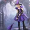 2025 Halloween Child Witch Cosplay Costume Vampire LED Light Luminous Tulle Tutu Dress Ghost Dress Up Carnival Party Witch Cape
