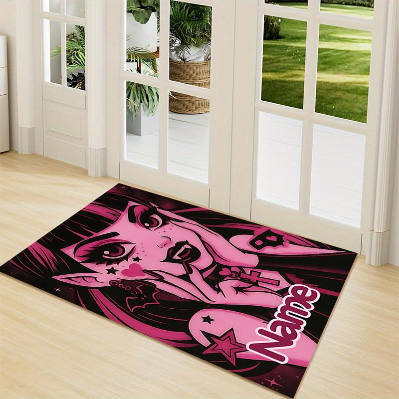Custom Name Vampire Gothic Fantasy Art Carpet Rug Customizable Soft Washable Anti-Slip Home Living Room Sofa Mats Personalized Rug. 0909405