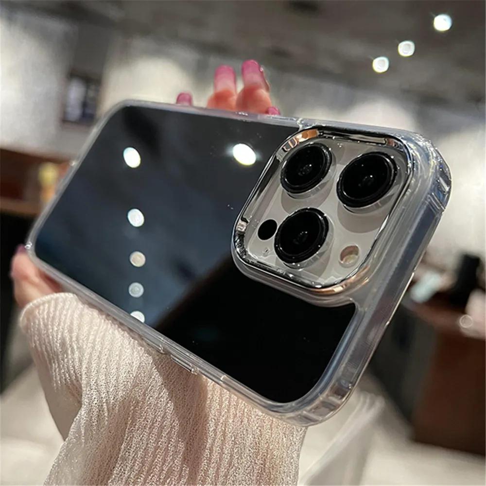 Роскошный акриловый чехол для телефона с зеркалом для макияжа для iPhone 17 16 15 14 13 12 11 Pro Max XS X XR Гальваническое покрытие Ударопрочные задние крышки Чехол