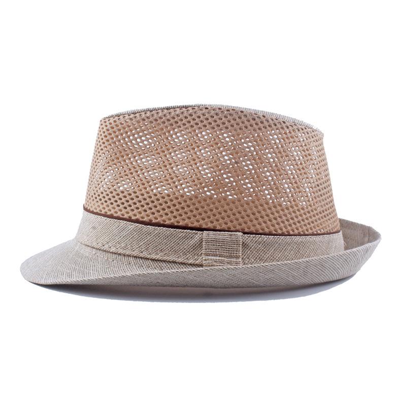 Мужская летняя шляпа, солнцезащитная шляпа для среднего и пожилого возраста, сетчатая полая соломенная шляпа, британская джазовая шляпа