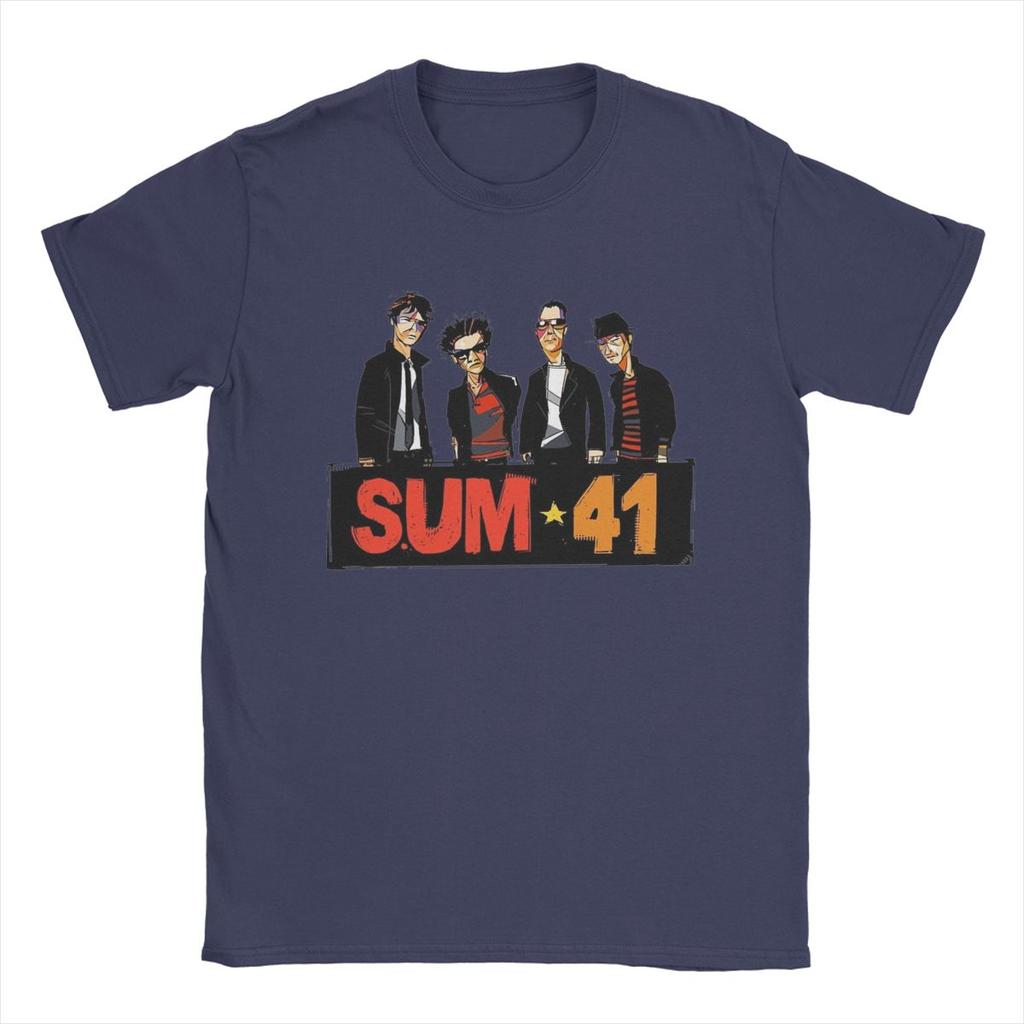 Novelty Band Sum 41 T-Shirt for Men Crew Neck Pure Cotton T Shirts SUM41 Punk Short Sleeve Tees Graphic Printed Clothing