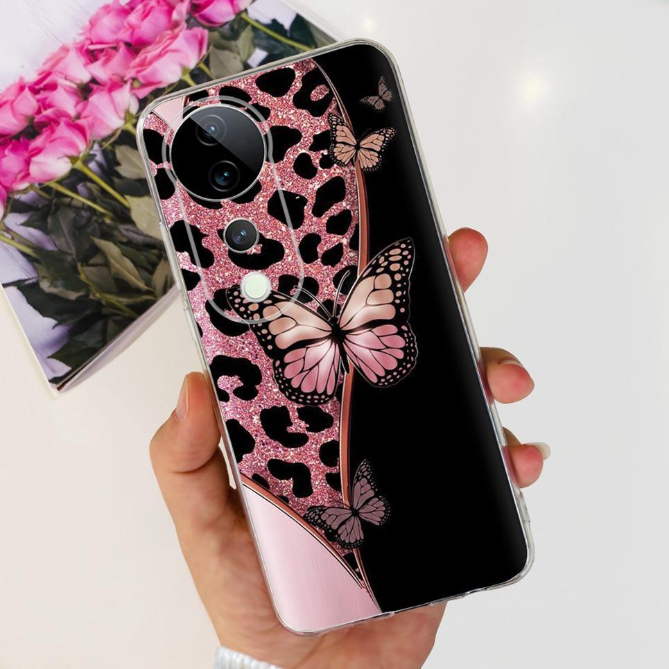 Flower Butterfly Women Fashion Back Cover For Vivo S19 Pro 5G V2362A Phone Funda Transparent Soft TPU Slim Silicone Bumper Etui