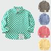 Teens Kids Plaid Shirt Long-Sleeve Lightweight Stylish Casual Blouse for Boys Spring Autumn Versatile Outerwear Child Clothes
