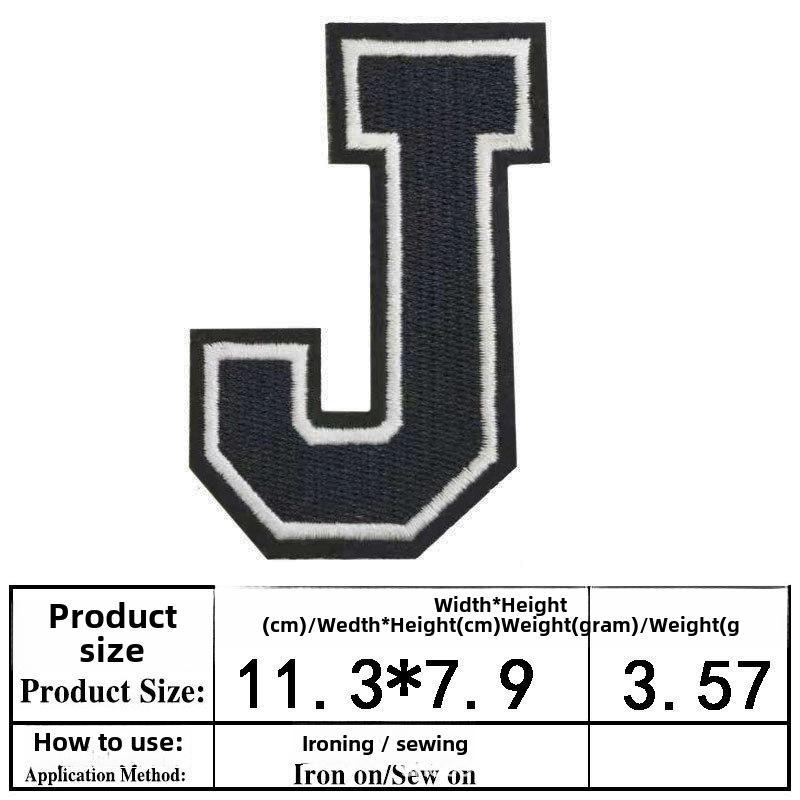 Полная вышивка алфавита и цифр на тканевой нашивке - большой значок из джерси