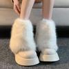 Women's Fleece-Lined Thick-Soled Furry Boots - 2025 Autumn/Winter Collection, Little Fragrance Style Fashion Snow Boots.