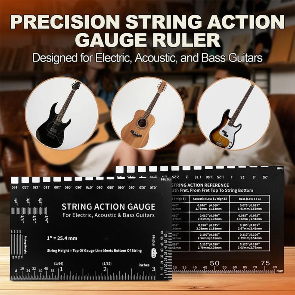 Etched Edition String Action Gauge Maintenance Guitar Set Up Tools Guitar String Height Ruler Bass