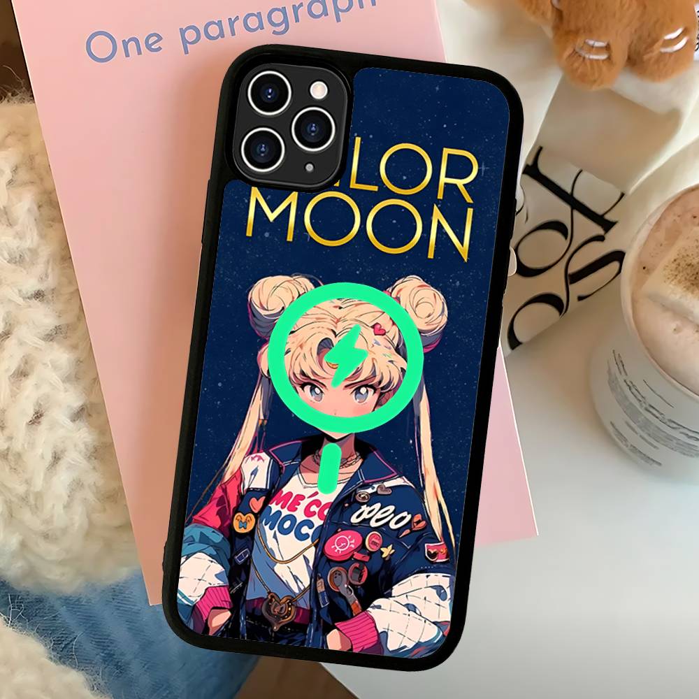 Чехол для телефона с магнитом в стиле аниме S-Sailors Moon Для IPhone 16 15 14 13 12 11 17 Pro Max Plus Крышка для беспроводной зарядки