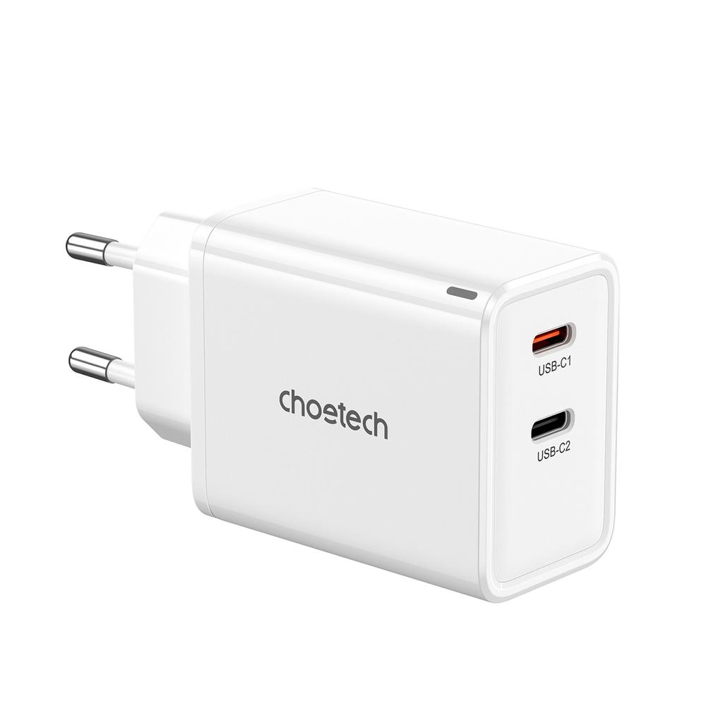 Choetech GaN PD Wall Charger 65W PD6013 Dual USB-C Ports - White