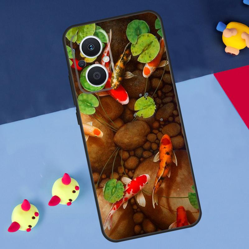 Картина с рыбой Кои для OPPO Reno 12F 13F 14F 11F 10 11 12 13 14 Pro 8T 7 8 Lite OPPO Find X9 X8 X6 X5 Pro Чехол