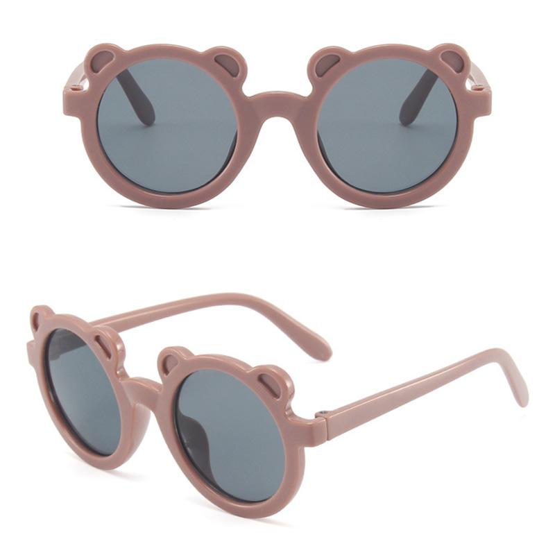 Винтажные детские очки для девочек, защитные очки для мальчиков, солнцезащитные очки в форме медведя с рисунком UV400, милые классические детские круглые очки
