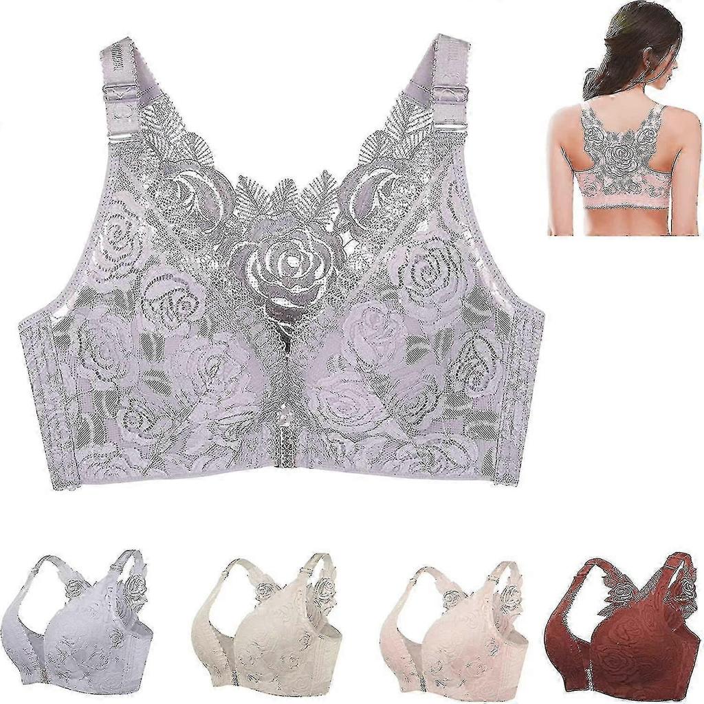 Floral Secrets Comfort Rose Bra, Comfort Rose Lift Bra, Front Closure Push Up Wire-free Seamless Bra C 25-26