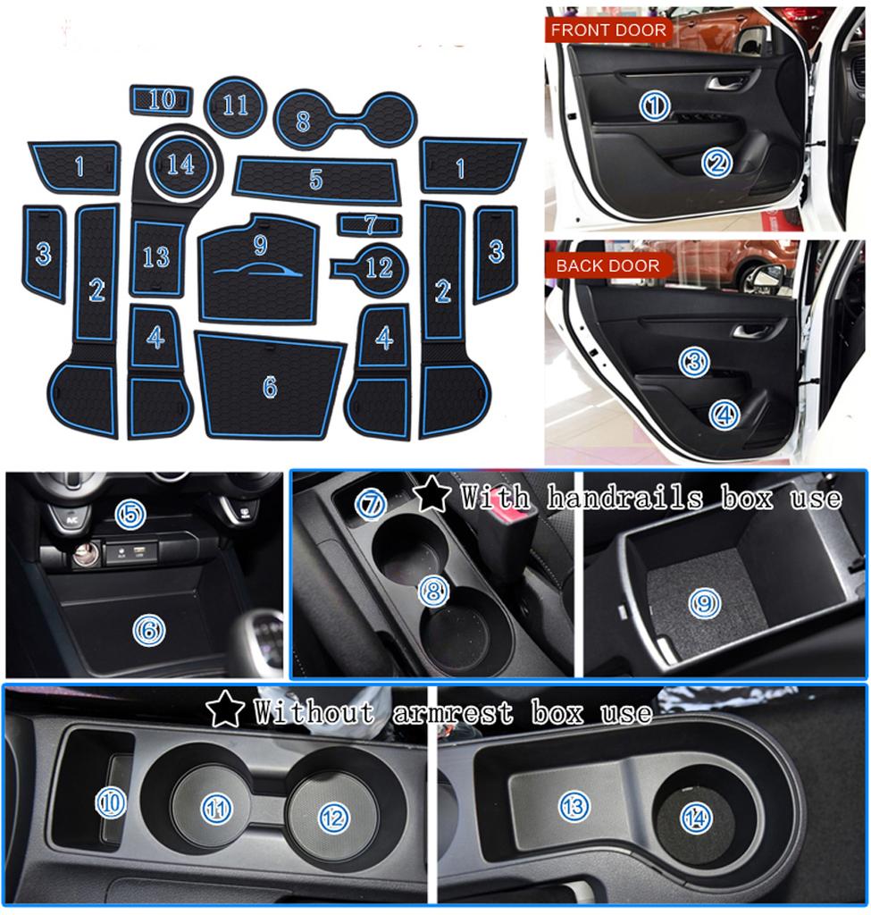 Для Kia Rio 4 X-Line 2017 - 2022 2023 2024 Противоскользящий коврик в нишу подстаканника, противоскользящая накладка, аксессуары для интерьера 18 шт./компл.