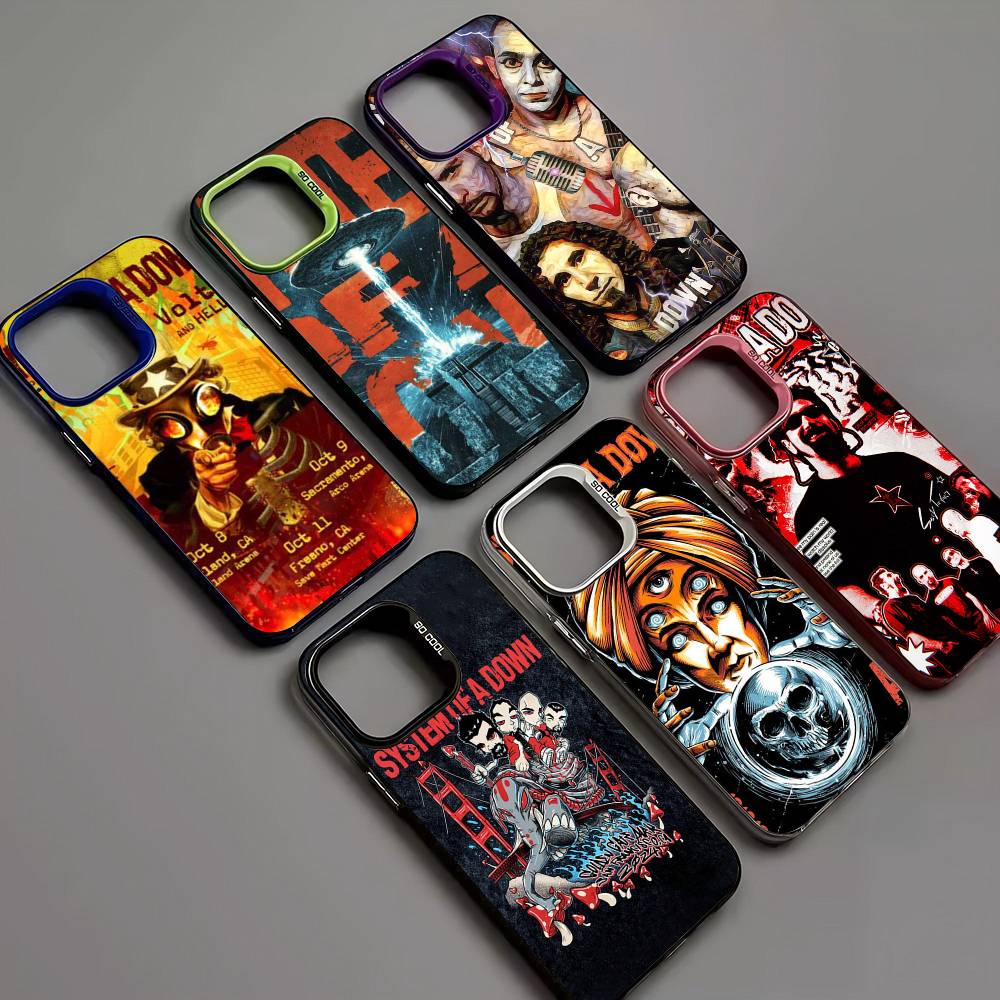 Металлический ремешок System Of A Down Для IPhone 17 16 15 14 13 12 11 Pro Max Plus Матовый цветной задний чехол для телефона