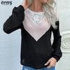 Женская мода повседневные кружевные осенне-зимние свитера с длинным рукавом и круглым вырезом