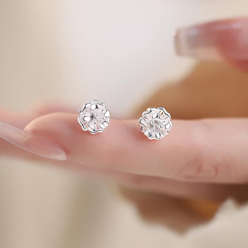 Серьги-винты с цветком. Новые корейские милые и нежные литературные серьги.