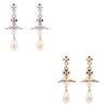 Westwood Pearl Earrings Saturn Retro Jewelry Women Gifts Diamond Color