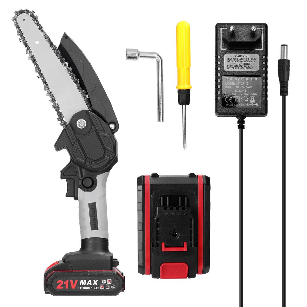 21 В 6-дюймовые портативные электрические обрезные пилы, маленькая бензопила для раскалывания древесины, щеточный двигатель, одна рука