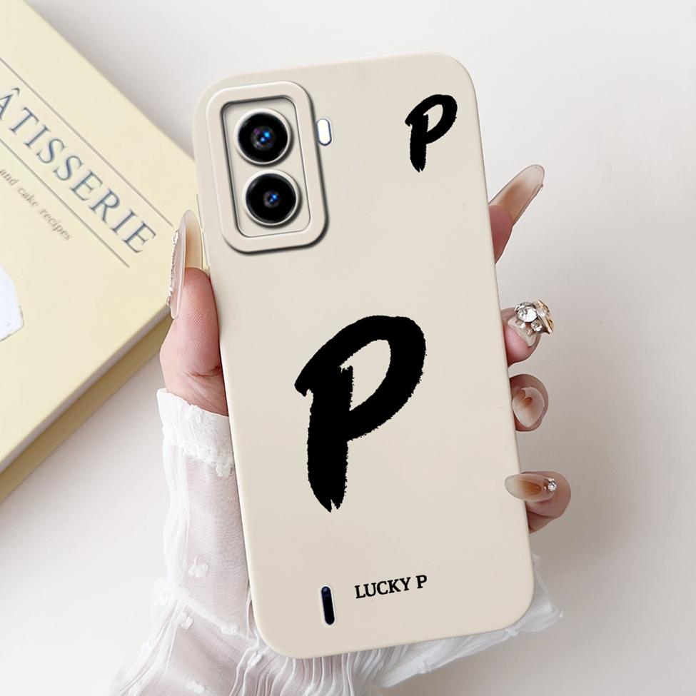 For Tecno Pop 6 No Fingerprints Cover For Techno Pop 6 Case BE7 Simple Fashion Letters Pattern Design Silicone Shockproof Bumper
