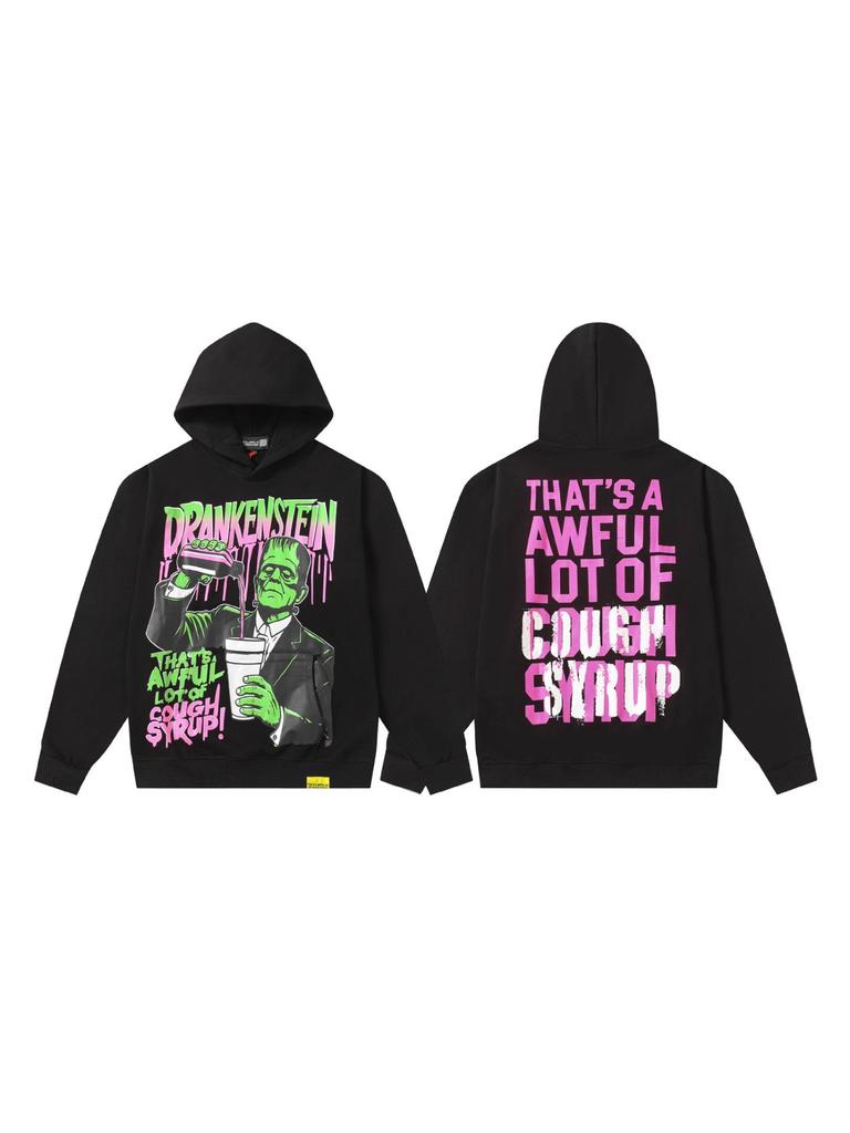 Модный американский стиль, свободная толстовка с длинным рукавом для мужчин и женщин - Высокая плотность, дизайн "Сироп от кашля"