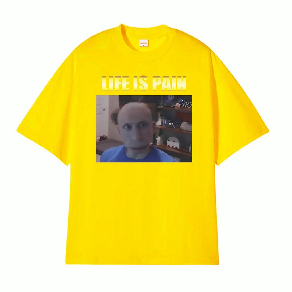Life Is Pain Jerma Funny Meme Graphic TShirt Unisex Women Retro Summer Fashion Oversized T Shirt Tops Short Sleeve Cotton T Shirts