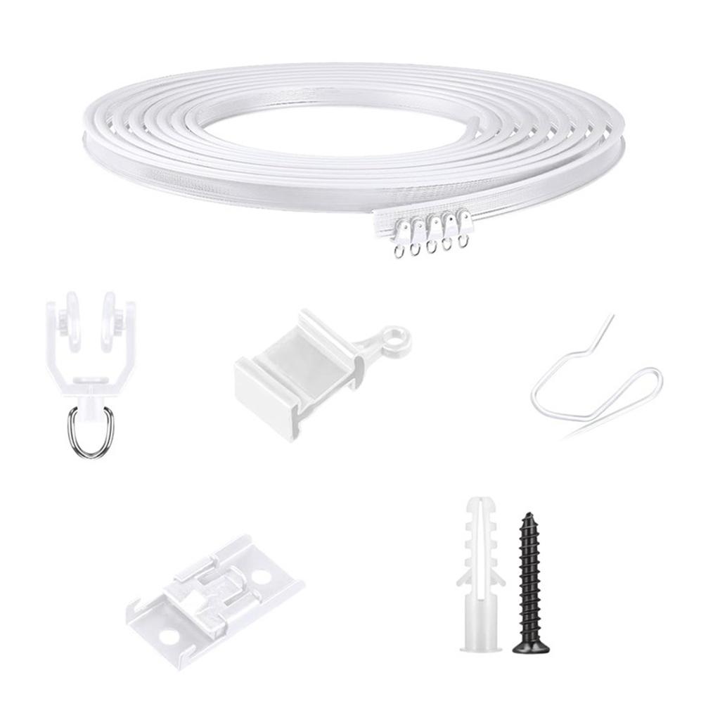 Гибкий комплект карнизов для потолочных штор 5/10/20 м, гибкие изогнутые монтажные комплекты с крючками и роликами, оконные разделители