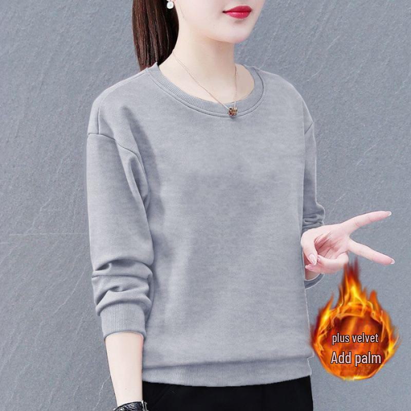 Женская толстовка Huamian больших размеров с бархатной подкладкой - повседневная куртка-пуловер свободного кроя на осень/зиму 2023 года