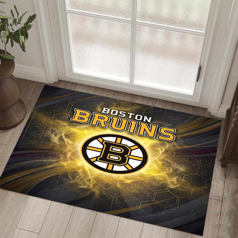 Дизайн Boston Bruins Кристальный Велюровый Ковер Уютный Не?Нескользящий ковер с принтом для спальни, гостиной, прихожей