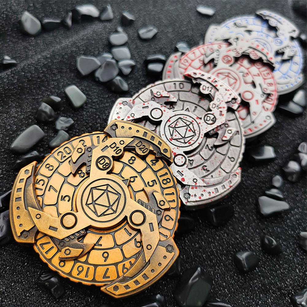 7-в-1 Игральные кости DND с гироскопом и металлическим наконечником Металлическая рулетка DND Спиннер для игровых костей Fidget Dice Spinner для TRPG MTG Dungeons and Dragons
