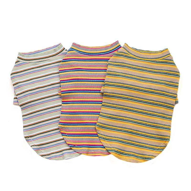 Pet Dog T-Shirt Casual Striped Cotton Tee Small To Large Dogs Three Colors S M L XL XXL