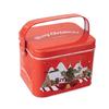 2pcs Decorative Christmas Candy Boxes Handheld Candies Organizers Portable Sweets Tins with Handle for Family Gathering