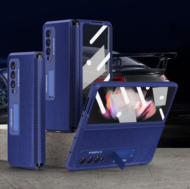 Раздвижной регулируемый шарнирный чехол для Samsung Galaxy Z Fold 4, простой, полная защита, подставка, чехол со стеклом экрана