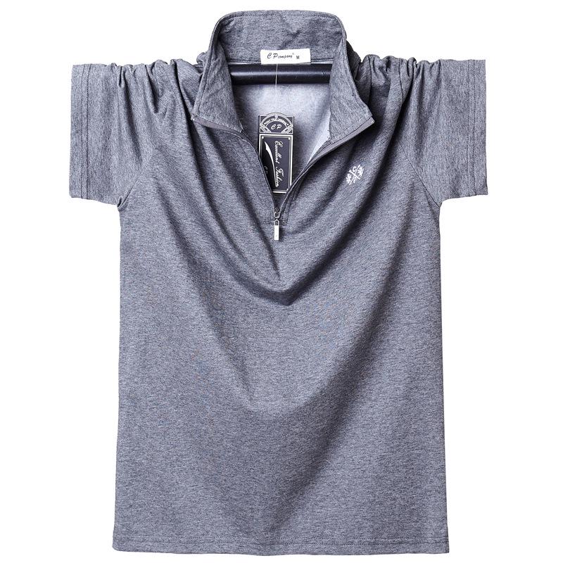 Новая мужская рубашка поло с коротким рукавом плюс размер футболка поло на молнии с коротким рукавом
