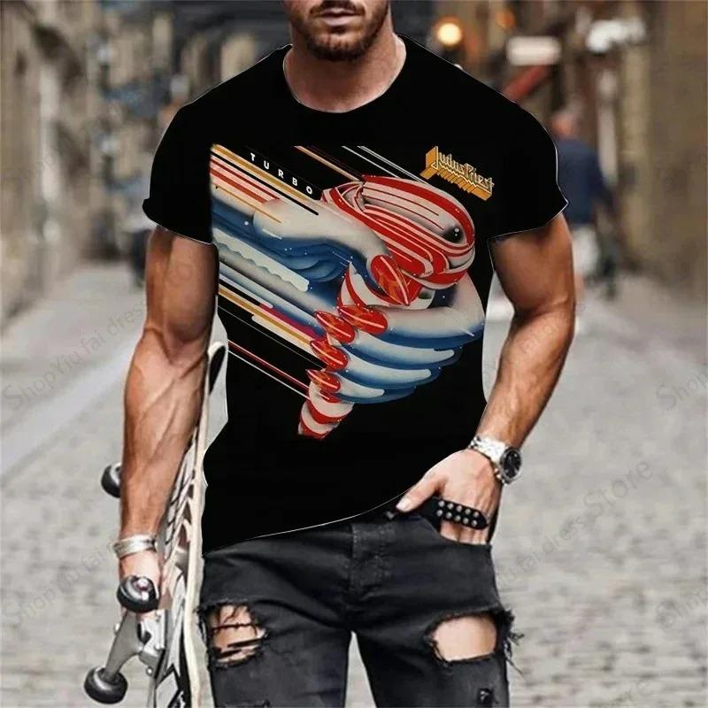 Rock Band Men's T-shirt 3d Judas Priest Print Tshirt Men Women Fashion Short Sleeve T-shirt Hip Hop Tops Tees Heavy Metal Tshirt