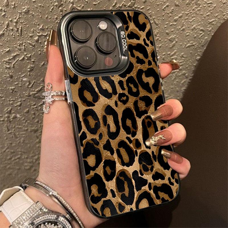 Коричневый леопардовый противоударный защитный чехол для iPhone 15 Pro Max 16 14 13 12 11 Pro X XR XS 7 Plus 16E защитное покрытие для линз