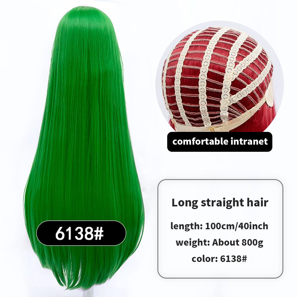 Длинный синтетический парик аниме для косплея 100 см с челкой, светлые, синие, красные, розовые, фиолетовые волосы для вечеринки