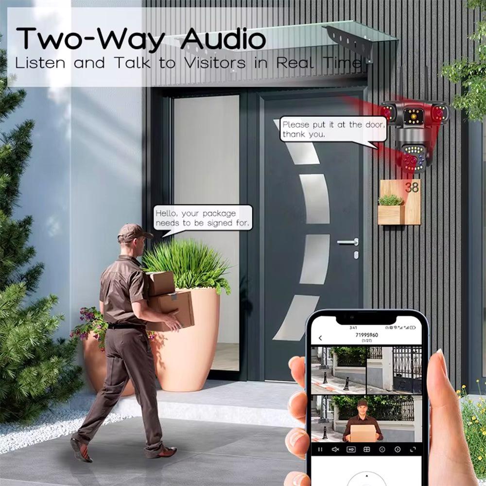 V380 4G Panoramic 3-Lens WiFi Waterproof Camera with 360° Pan-Tilt and HD Remote Monitoring.
