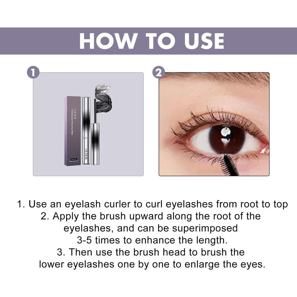 OUHOE Long-Lasting Curling Mascara - Volumizing & Lengthening Eyelashes, Waterproof Mascara, Smudge-Proof, Long-Lasting Waterproof Black Mascara 4g