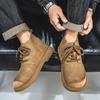 Мужские ретро ботильоны, обувь, модная повседневная обувь для вождения, черные, коричневые, с широким носком, высокие, больших размеров