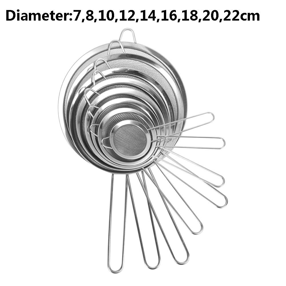 7/8/10/12/14/16/18/20/22cm Tea Tools Sieve Flour Strainer Mesh Colander Sifter Stainless Steel