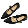 Women Pumps Genuine Leather Shoes for Women Prong Toe Chunky Heel Shoes Shallow Low Heel Mary Janes Handmade Shoes