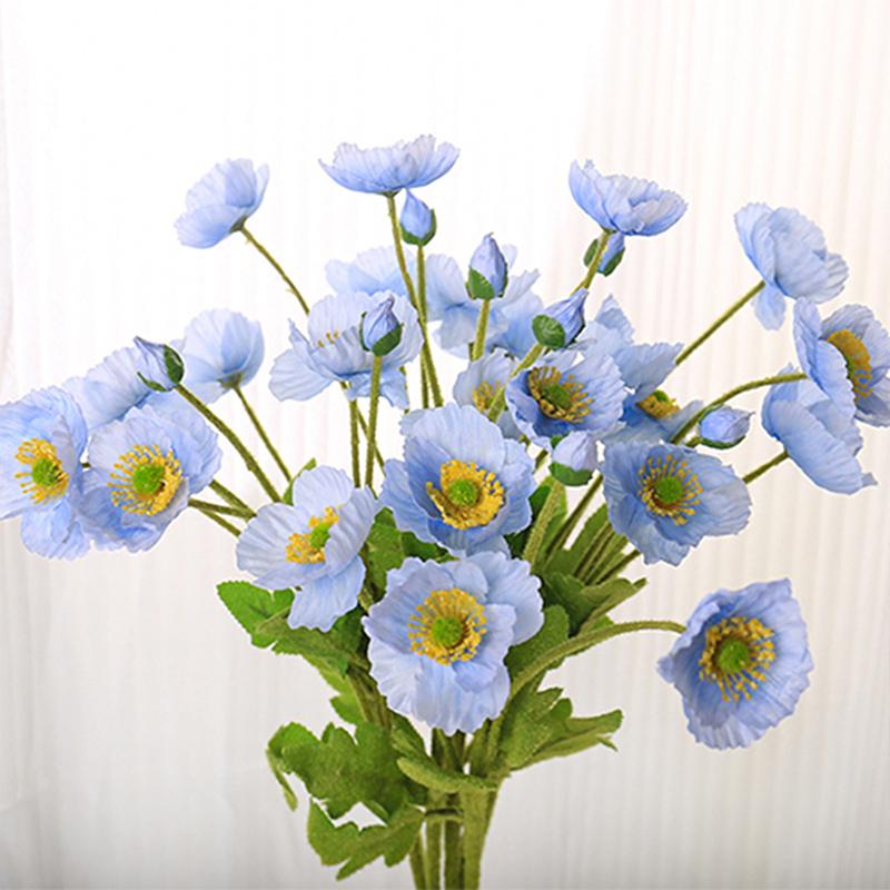 Красивые яркие цвета 4 головки шелковые поддельные имитация маков искусственный цветок для самостоятельного украшения дома свадебной вечеринки с листьями