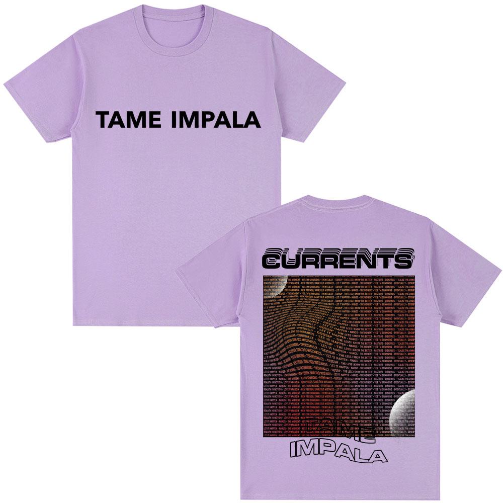 Винтажная графическая футболка Tame Impala Currents Мужская Женская Модная Хип-Хоп Винтажная Короткий рукав Повседневная Свободная Хлопковая Футболка Мужская