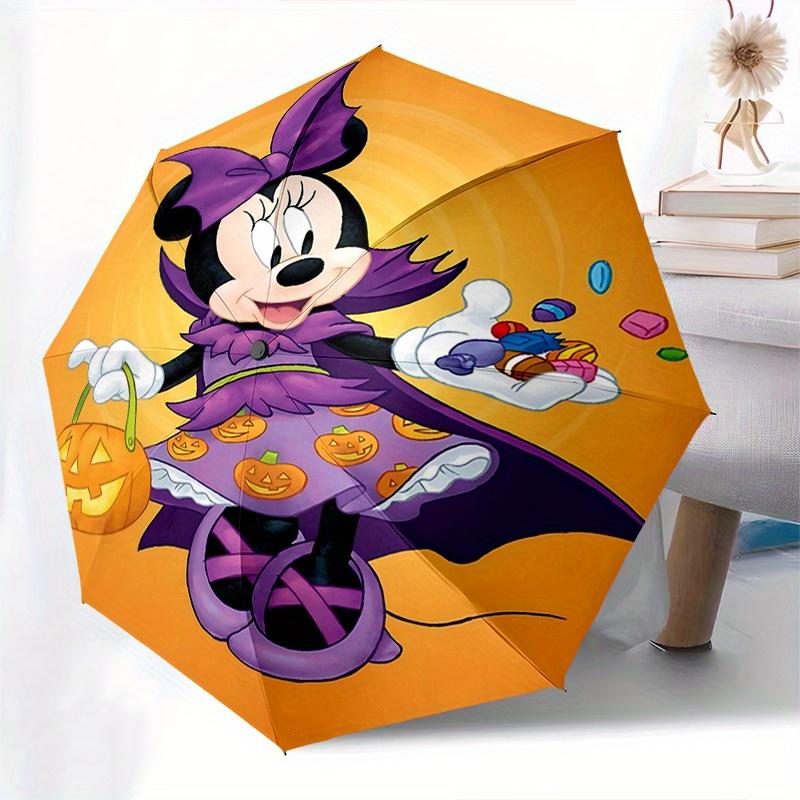 Halloween, Minnie Mouse Automatic Opening and Closing Umbrella, Compact Travel Umbrella, Lightweight and Portable, Suitable for Beach Commut